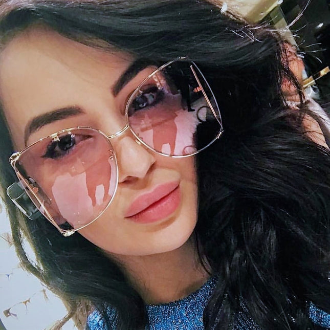 Women's Fashion Square Metal Frame Sunglasses