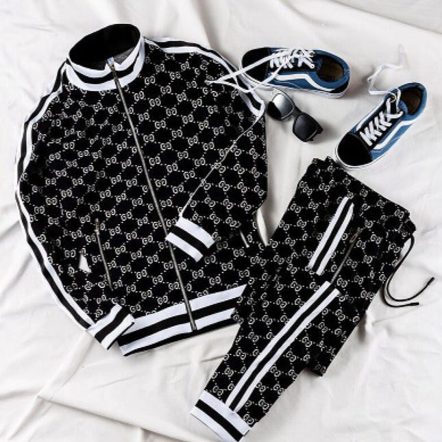 Men’s Slim Fit Plaid Tracksuit Set (2-Piece)