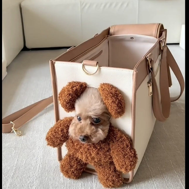 PU Leather One-Shoulder Pet Travel Bag