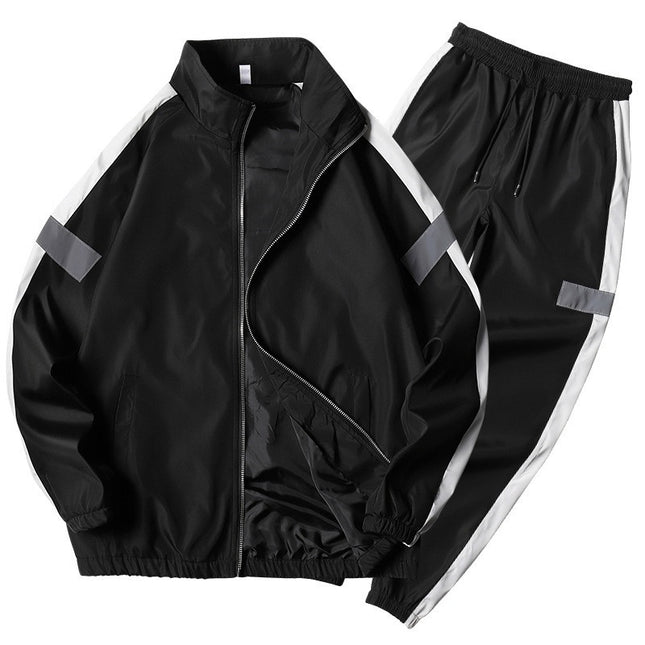 Men’s Reflective Zip-Up Tracksuit Set – Jacket & Pants