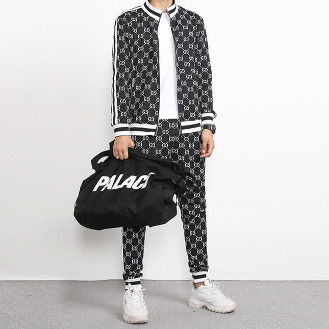 Men’s Slim Fit Plaid Tracksuit Set (2-Piece)