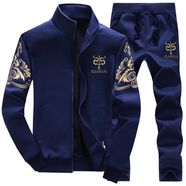 Men’s Printed Zip-Up Tracksuit Set – Jacket & Pants