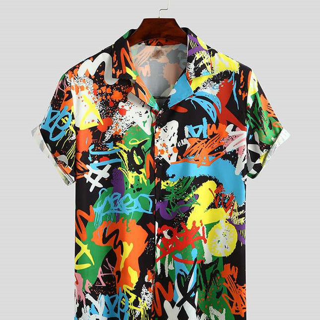 Men’s Printed Hawaiian Beach Shirt – Short Sleeve