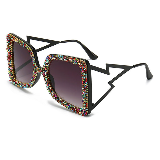 Women's Rhinestone Embellished Oversized Sunglasses