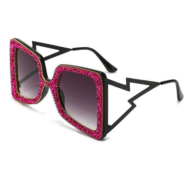 Women's Rhinestone Embellished Oversized Sunglasses