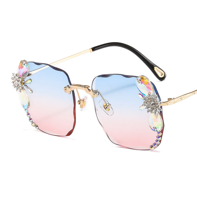 Women's Frameless Rhinestone Sunglasses