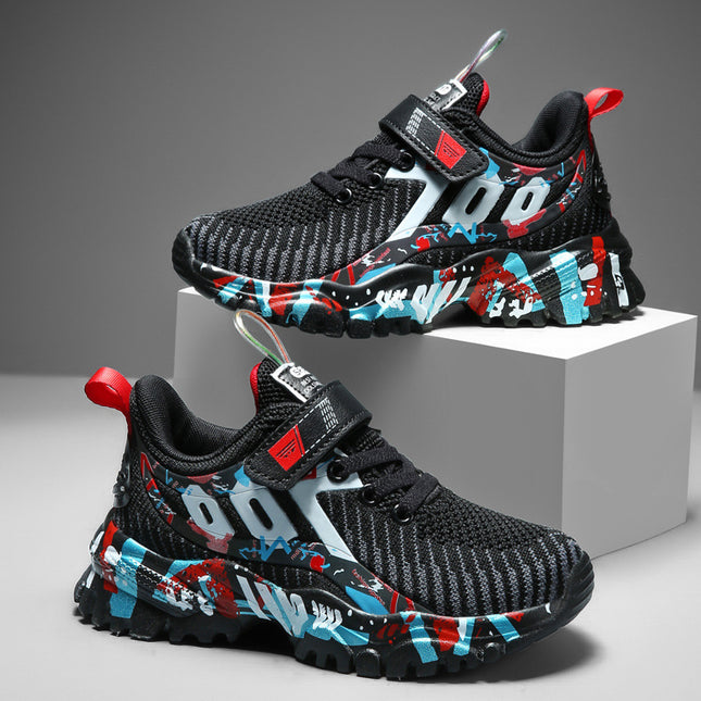 Breathable Mesh Kids Sports Shoes with Velcro