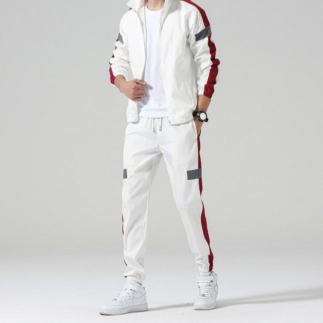 Men’s Reflective Zip-Up Tracksuit Set – Jacket & Pants