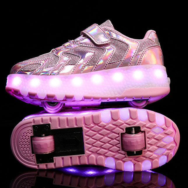 Double-Wheel PU Kids Roller Skate Sneakers