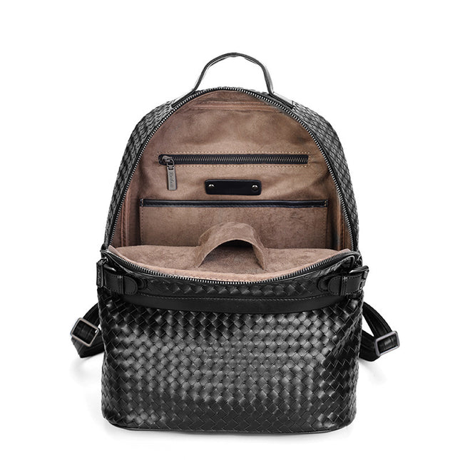 Men's Braided Leather Backpack – Casual Travel Daypack