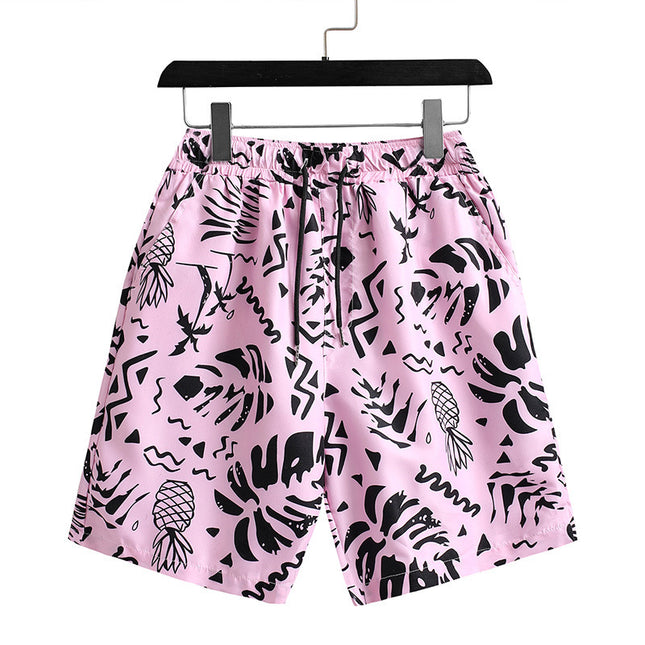 Men’s Hawaiian Shirt & Shorts Set – Tropical Pink