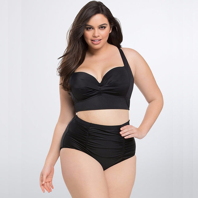 Plus Size Retro High Waist Bikini Swimsuit