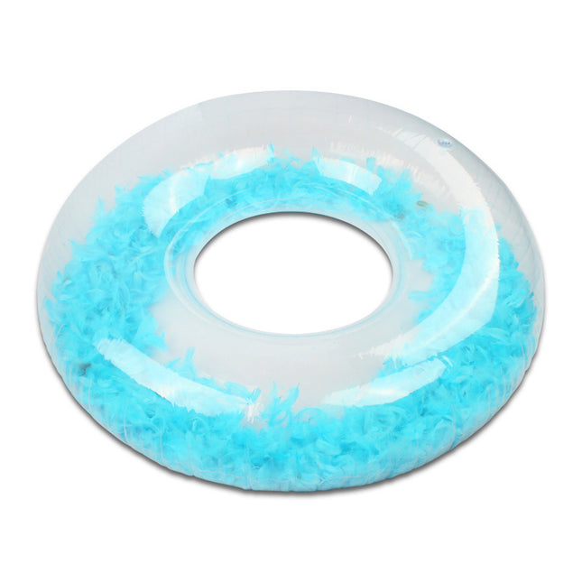 Transparent Feather Thickened Inflatable Swim Ring