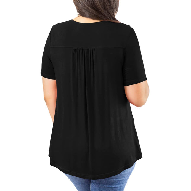 Plus Size Pleated Lace Waist T-Shirt Top