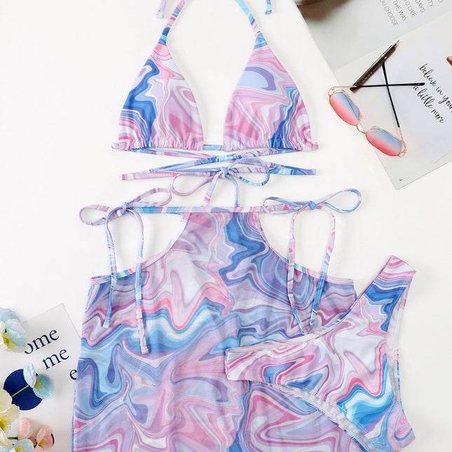 Women's 3-Piece Bikini Set with Beach Skirt