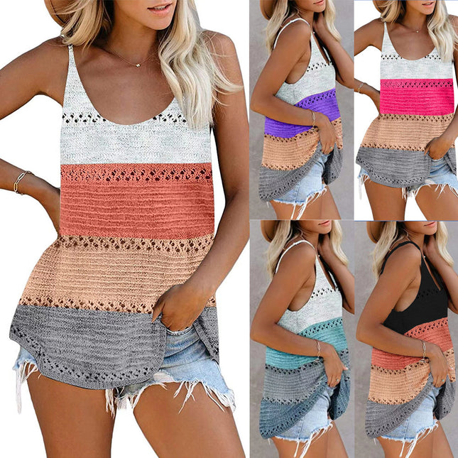 Women's Loose Knit V-Neck Camisole Beach Top