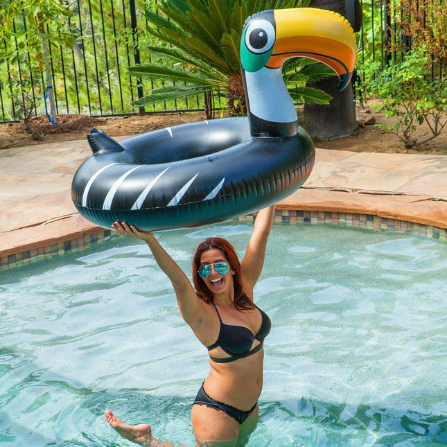 Large Black Inflatable Parrot Swim Ring