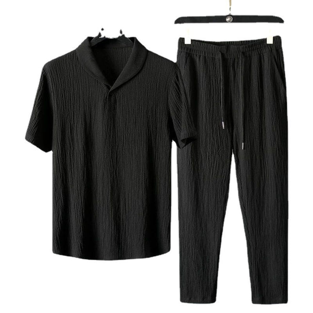 Men’s Ice Silk Short Sleeve Tracksuit – Summer Set