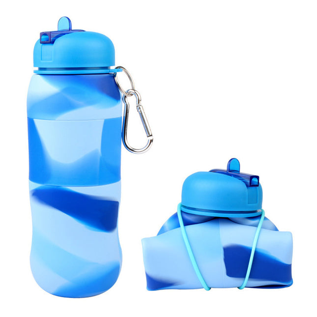 Silicone Outdoor Sports Water Bottle with Leakproof Lid