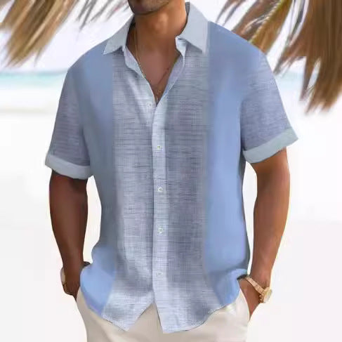 Striped Short Sleeve Beach Shirt for Men
