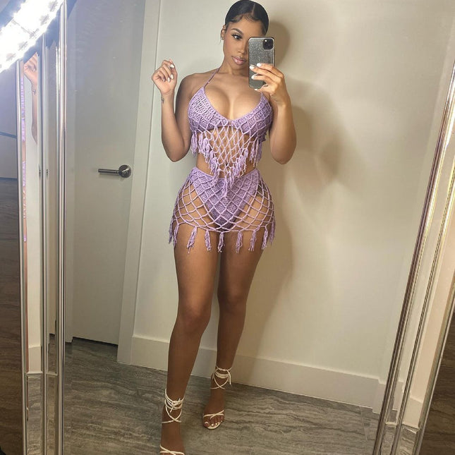 Hollow Out Acrylic Bikini Swimsuit for Women