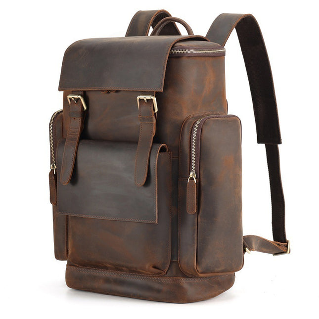 Retro Cowhide Large Capacity Men's Leather Backpack