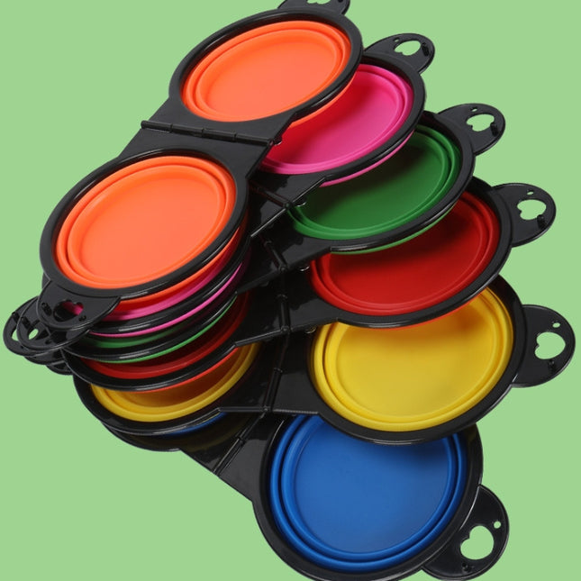 Silicone Portable Outdoor Pet Folding Out Feeder One Dog Bowl