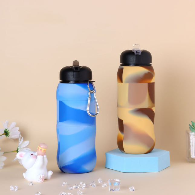 Silicone Outdoor Sports Water Bottle with Leakproof Lid