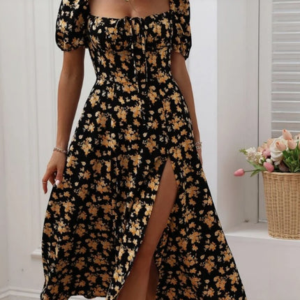 Full Floral Floor-length Holiday Beach Dress For Women