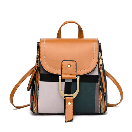Women Grid Backpacks Female School Bag Girls Travel Bag