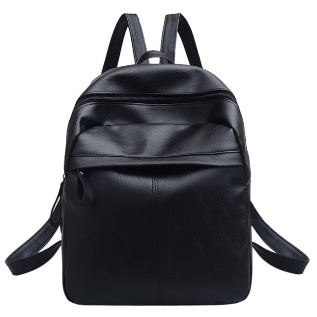 High Quality PU Leather Women Backpack Fashion Solid School Bags For Teenager Girls Large Capacity Casual Women Black Backpacks