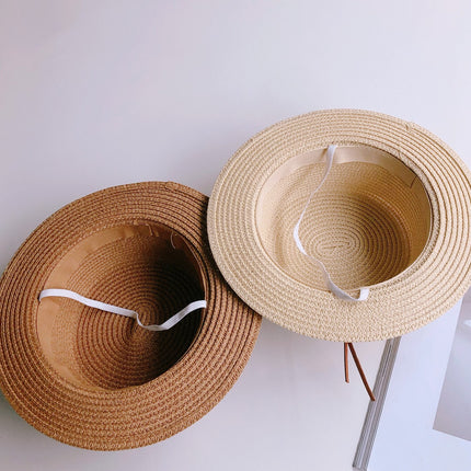 Ins Wind Personality Leather Buckle Children Flat Top For Men And Women Beach Hat