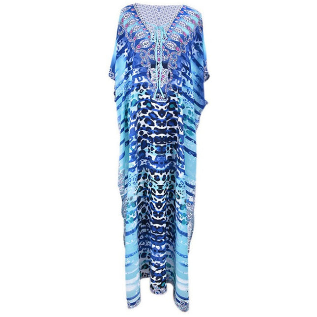 Printed Beach Skirt Vacation Gown Bikini Outer Cover Shirt Sunscreen Women