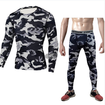 Camouflage Compression Baselayer Set Sports Compression Set Long Sleeve T-Shirt Tights Exercise Clothes Workout Bodysuit Fitness Suits For Men