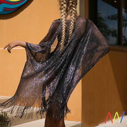 Women's Tassel Sheer Bikini Cover-Up Beach Dress