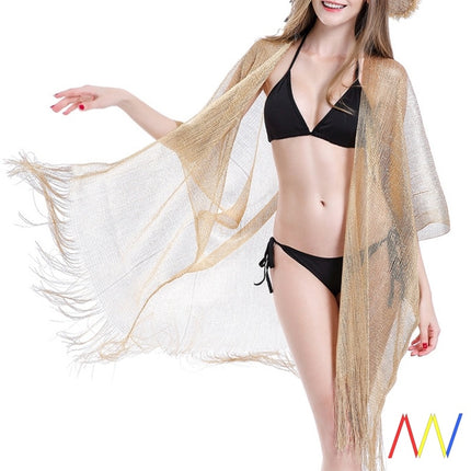 Women's Tassel Sheer Bikini Cover-Up Beach Dress