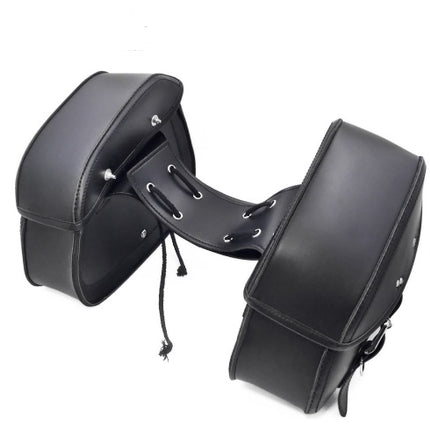 Black PU Leather Luggage Bags Motorcycle Saddlebags Saddle Bags Pouch For
