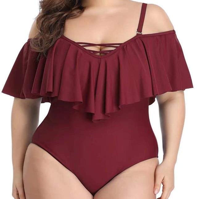 Ruffled plus size slimming bikini