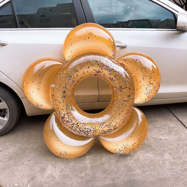 Flower Sequin Inflatable Swimming Ring for Adults