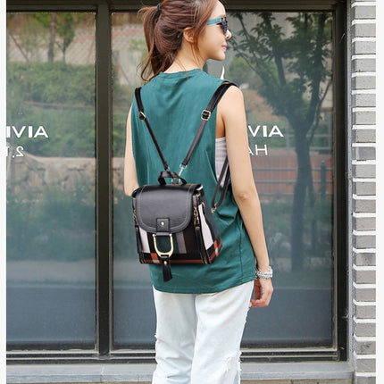 Women Grid Backpacks Female School Bag Girls Travel Bag