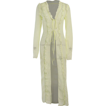 Women's Sheer Long Bandage Beach Cover-Up Cardigan