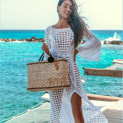 Women's Long Crochet Lace Beach Cover-Up Dress