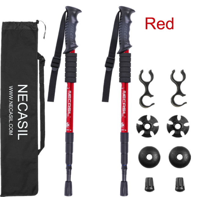 Aluminum Alloy Trekking Poles Straight Handle Set
