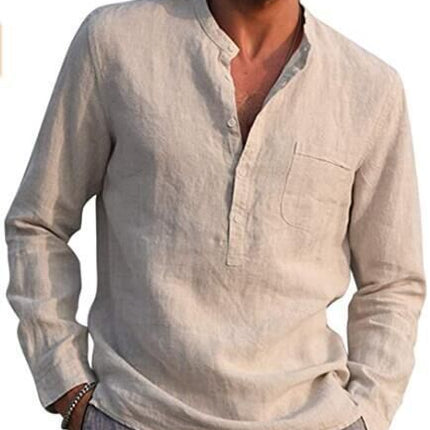 Men's Long Sleeve Casual Beach Linen Shirt