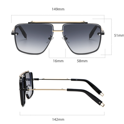 Twin-Beam Full Frame Metal Sunglasses for Men