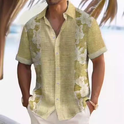Beach Striped Shirt Short Sleeve Men