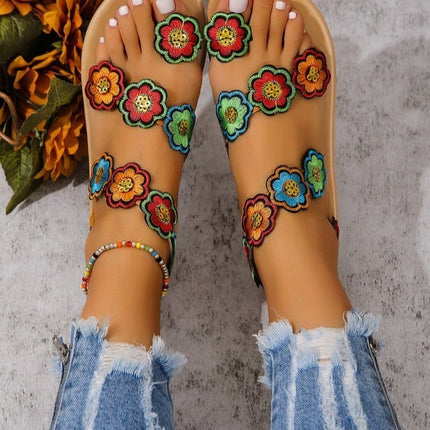 Women's Peacock-Inspired Colorful Beach Slippers