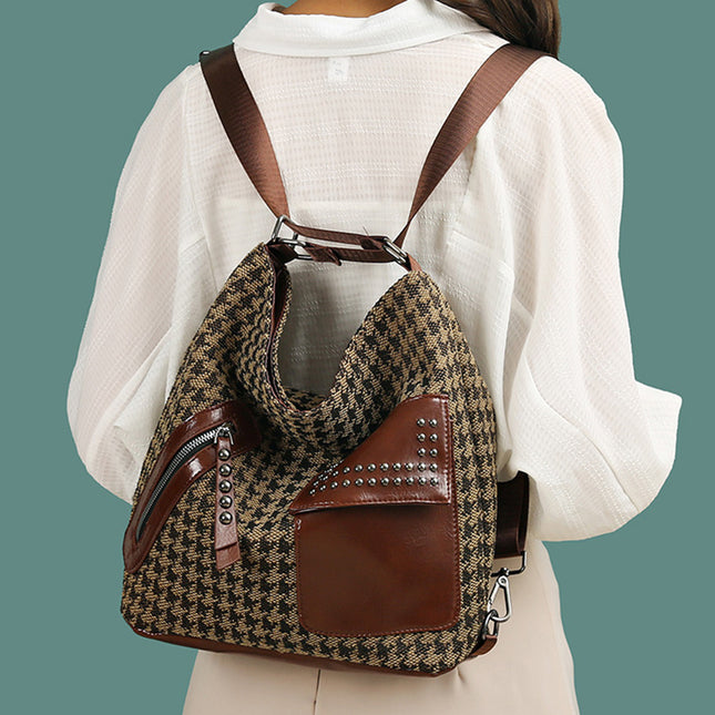 Women's Fashion Printed Nylon Rivet Backpack