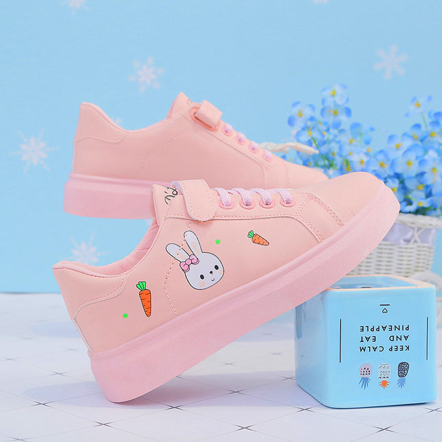 Big Kids’ Fashion Soft-Soled White Sneakers