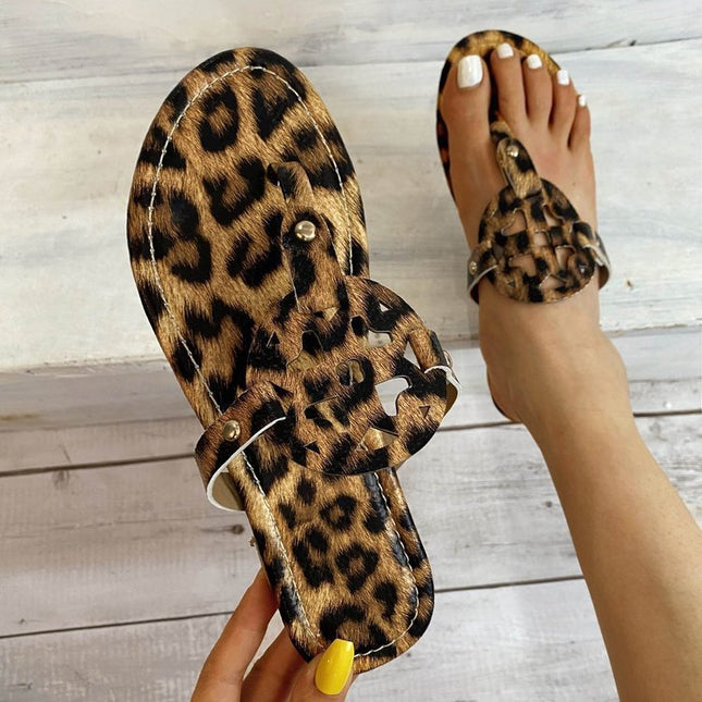 Leopard Print Beach Sandals And Slippers For Women